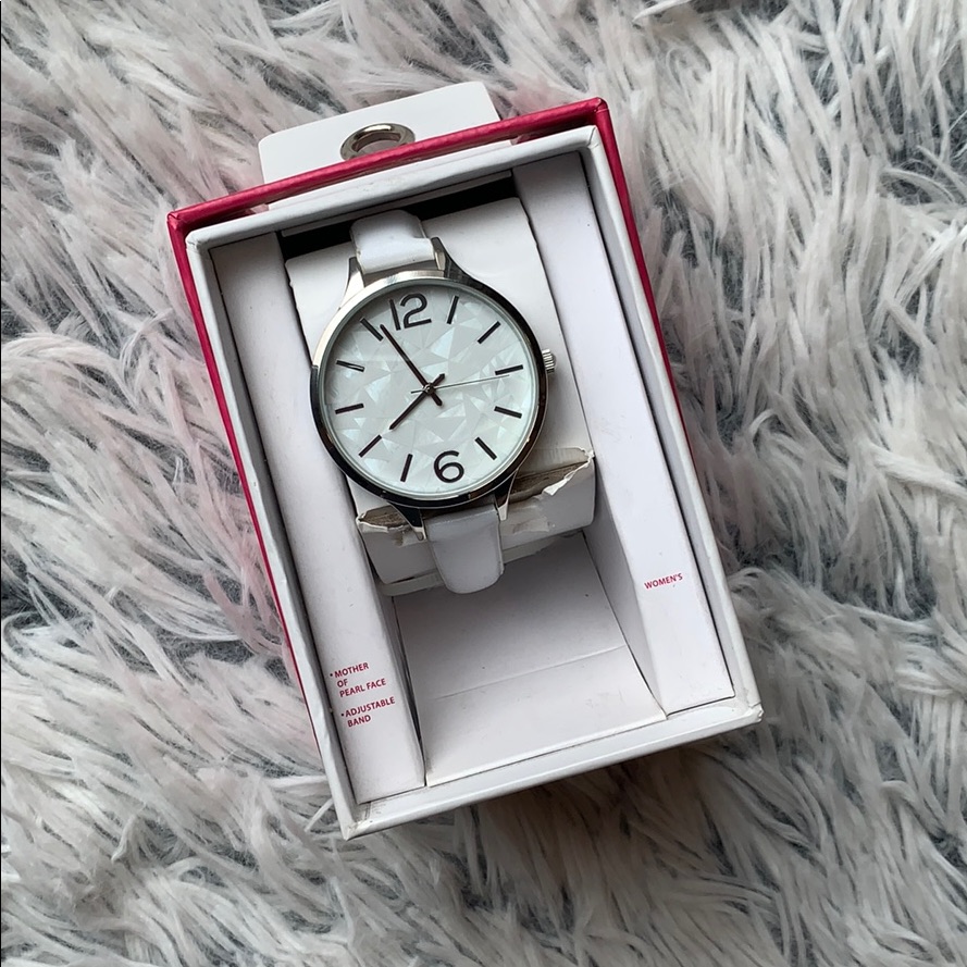 White With Printed Background Watch Nwt